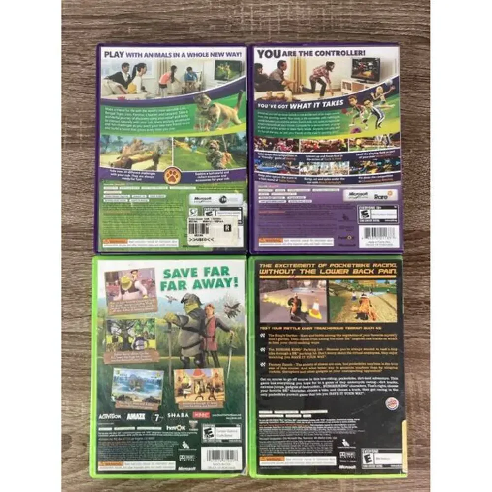 Xbox 360 Game Lot: Kinectimals, Kinect Sports, Shrek, PocketBike Racer